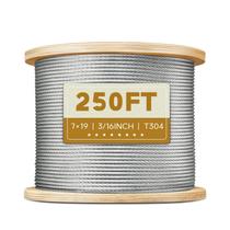 Cabo de aço inoxidável KALLSDY 3/16" (4,8 mm) 250 pés 7x19 fios Cabo de aço inoxidável KALLSDY 3/16" (4,8 mm) 250 pés 7x19 fios