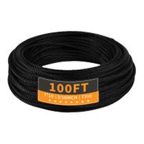Cabo de aço inoxidável Uyenseoy T316 preto 3/16 polegadas 100 pés Cabo de aço inoxidável Uyenseoy T316 preto 3/16 polegadas 100 pés
