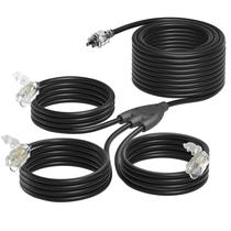 Cabo de alimentação adicional de 12,8 m, divisor externo de 3 tomadas 120V