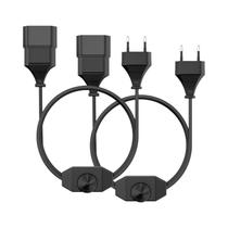 Cabo De Alimentação Com Dimmer LED Preto E Branco 2M, Plugue Plano Europeu De 2 Pinos, Pacote Com