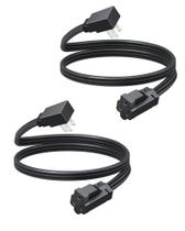 Cabo de alimentação DEWENWILS, plugue plano de 0,9 m, 15A, pacote com 2 unidades, preto