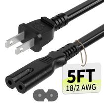 Cabo de Alimentação Vockjour 1,5 m de 2 Pinos para PS5, Xbox e TV Cabo de Alimentação Vockjour 1,5 m de 2 Pinos para PS5, Xbox e TV