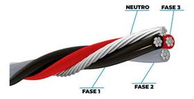 Cabo de aluminio quadriplex 10,0mm isolado rolo de 100 metros