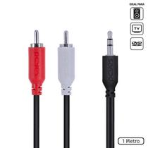 Cabo de áudio 2 rca macho para p2 3.5mm macho 1 metro -