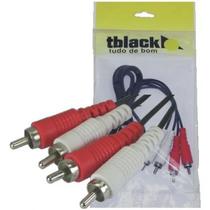 Cabo de Áudio 2 Rca x 2 Rca Branco/Vermelho 2 Metros Tblack
