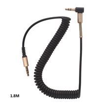 Cabo de áudio 3.5MM 3.5 Jack Masculino para Cabo de Mola Elástico de Fio AUX Masculino para Acessórios de Alto-falante de Fone de Ouvido de Telefone de Carro - Preto