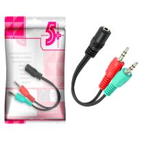 Cabo De Áudio Adaptador P3 Fêmea x 2 P2 Macho para Microfone Fone Headset 20cm