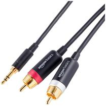 Cabo de áudio Amazon Basics 3,5 mm Aux para 2 x RCA 7,6 m preto Cabo de áudio Amazon Basics 3,5 mm Aux para 2 x RCA 7,6 m preto