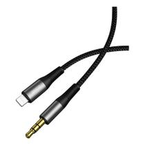 Cabo de Áudio Auxiliar Compatível iPhone x P2 Carro Pc Premium 1m 3.5mm Modelo-cb-701 li Cor cinza