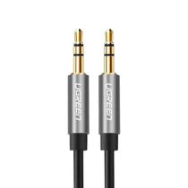 Cabo de Áudio Auxiliar Estéreo Ugreen 3.5mm Macho Conector Banhado a Ouro 3 Metros Preto