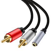 Cabo de áudio belipro 3,5 mm fêmea para 2RCA de 16 pés para smartphones