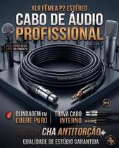 Cabo de Áudio Blindado Canon XLR Fêmea P2 Estéreo 2 Metros