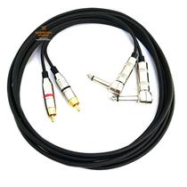 Cabo de Áudio Blindado P10 L Mono Duplo RCA Duplo 6 Metros Cabo de Áudio Blindado P10 L Mono Duplo RCA Duplo 6 Metros