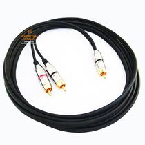 Cabo de Áudio Blindado Y RCA Macho RCA Macho Duplo 4 Metros