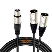 Cabo de Áudio Blindado Y XLR Fêmea XLR Macho Duplo 2 Metros