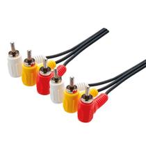 Cabo de Audio e Video 3RCA + 3RCA Niquel 90+90 Graus - 1,5 Metro