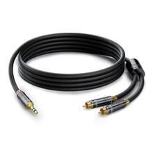 Cabo de áudio HiFind 3,5 mm a 2 RCA estéreo 3,05 m banhado a prata Cabo de áudio HiFind 3,5 mm a 2 RCA estéreo 3,05 m banhado a prata