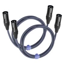 Cabo de áudio HUALEU XLR macho para macho, 6 pés e 3 pinos, pacote com 2 Cabo de áudio HUALEU XLR macho para macho, 6 pés e 3 pinos, pacote com 2