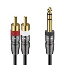 Cabo de áudio J&D 6,35 mm TRS para RCA duplo de 3 pés