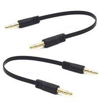 Cabo de áudio Kework 3,5 mm TRS macho para TRS macho 15 cm, pacote com 2 Cabo de áudio Kework 3,5 mm TRS macho para TRS macho 15 cm, pacote com 2