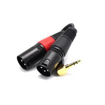 Cabo de áudio macho estéreo de 0,3 m 3,5 mm para 2 XLR fêmea Right Ang