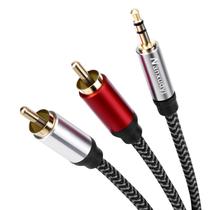 Cabo de áudio Nanxudyj 3,5 mm a 2RCA 6 m trançado em nylon