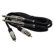 Cabo De Áudio Profissional 2 Rca Para 2 P10 Mono 1,80 Metros - Internacional