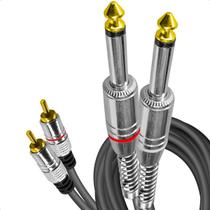 Cabo De Áudio Profissional 2 Rca Para 2 P10 Mono 1,80 Metros Para Áudio E SOM