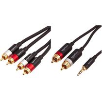 Cabo de áudio RCA estéreo Amazon Basics de 2 machos para 2 machos de 8 pés