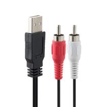 Cabo de áudio RCA para USB 2.0 A macho para 2 RCA macho de 1,5 m