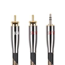 Cabo de áudio SKW Audiophile de cobre de pureza ultra-alta de 3,5 mm macho para 2 machos RCA Cabo de áudio SKW Audiophile de cobre de pureza ultra-alta de 3,5 mm macho para 2 machos RCA