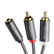 Cabo De Áudio Ugreen 3.5Mm Fêmea 2 Rca Macho 0.25M Cinza