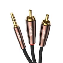 Cabo De Áudio Ugreen 3.5Mm P/2 Rca Macho 1 Metro Preto