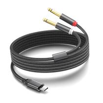 Cabo de áudio USB C para duplo 6,35 mm, divisor estéreo Yumiwoow de 2 m