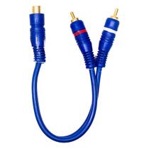 Cabo De Audio Y 1 Rca Femea + 2 Rca Macho Gold Azul