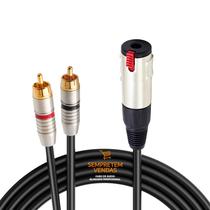 Cabo de Áudio Y P10 Fêmea Rca Macho Duplo Blindado 5 Metros