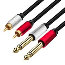 Cabo de áudio Yeung Qee 6,35 mm a 2RCA macho 1,5 m preto
