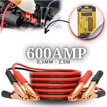 Cabo De Bateria Chupeta Bateria 600AMP 2,5Mts Mais Kit Reparo Para Pneus