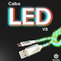 Cabo De Carga e Transferência de Dados V8 Alta Qualidade 2.4A Reling-Led Cabo De Carga e Transferência de Dados V8 Alta Qualidade 2.4A Reling-Led