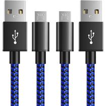 Cabo de carregador 6AMLifeStyle PS4 Micro USB 3m de nylon trançado azul, pacote com 2 unidades