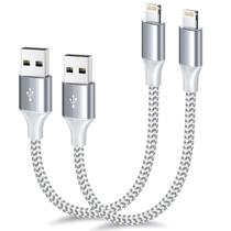 Cabo de carregador Carregador curto para iPhone Fushok, 30 cm, pacote com 2 unidades de nylon
