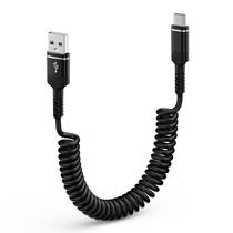 Cabo de carregador de carro em espiral USB A para USB C de 1,8 m para iPhone 16