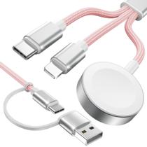 Cabo de carregamento Amasuki Pink-Upgrade 3 em 2 USB C para relógio e telefone Cabo de carregamento Amasuki Pink-Upgrade 3 em 2 USB C para relógio e telefone