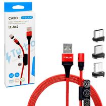 Cabo de Carregamento Conector Magnético Universal 3 em 1 It blue Kit 2 Unidades