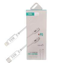 Cabo De Carregamento E Transferência De Dados FAM FCA-5C1 Tipo C E Lightning Branco.