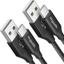 Cabo de carregamento entre USB-A para USB-C de 3 pés, pacote com 2 unidades, preto