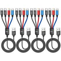 Cabo de Carregamento IDISON 4 em 1 USB-C Duplo 1,5 m, Kit com 4 Unidades