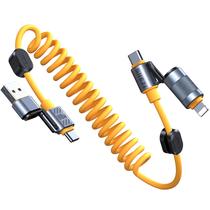 Cabo de carregamento Jixivor 4 em 1 espiral USB C 100W para iPhone