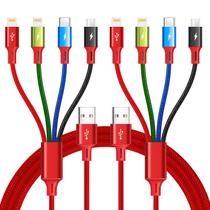 Cabo de carregamento Minlu 4A 4 em 1 trançado com portas IP/USB C/Micro