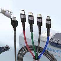 Cabo de carregamento MTAKYI 6 em 1 Multi USB Universal de 3 m de nylon